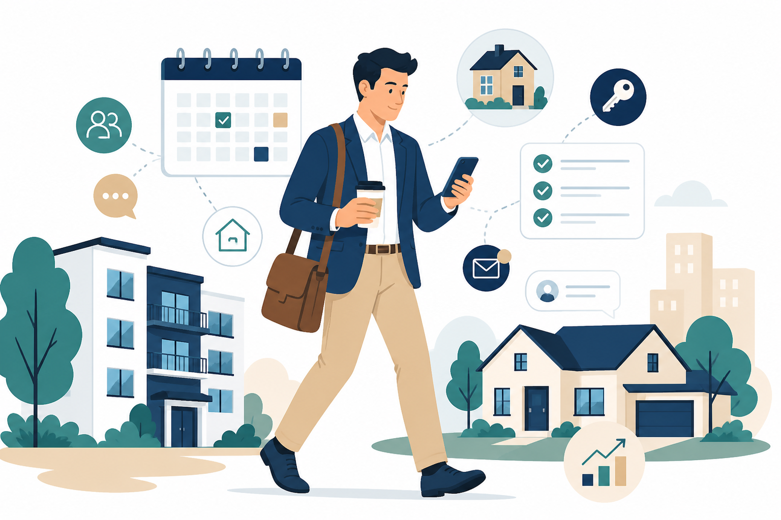 Vector illustration of a busy property manager