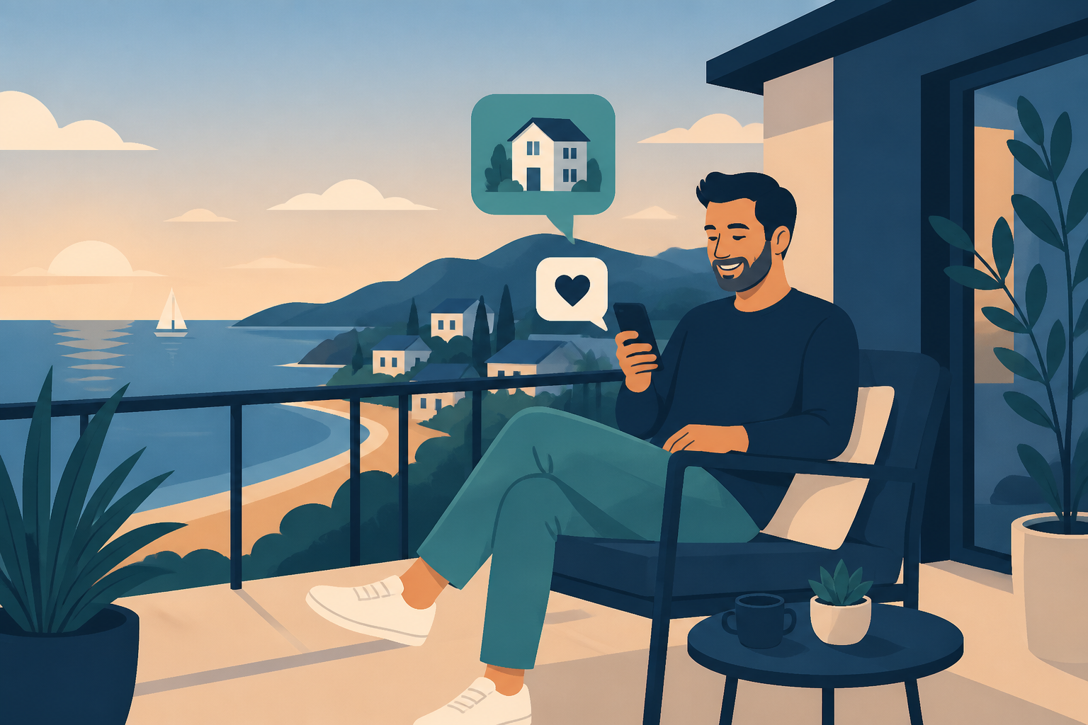 Vector illustration of an owner checking their phone